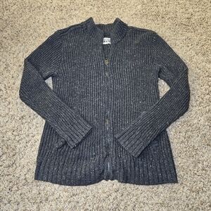 Converse One Star Black Zip Front Ribbed Knit Sweater Jacket Size Large